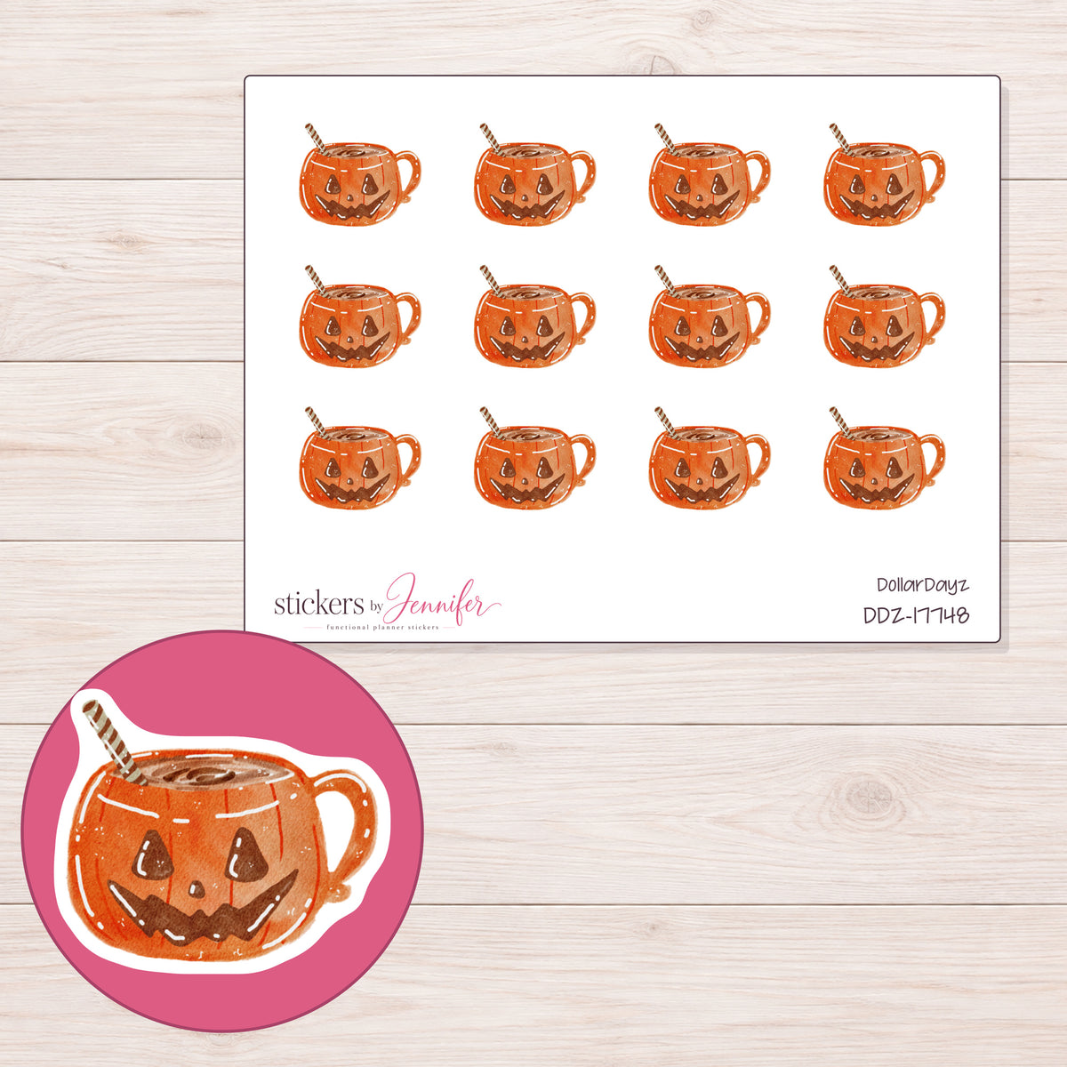 DDZ-17748 planner sticker sheet with enlarged sticker detail