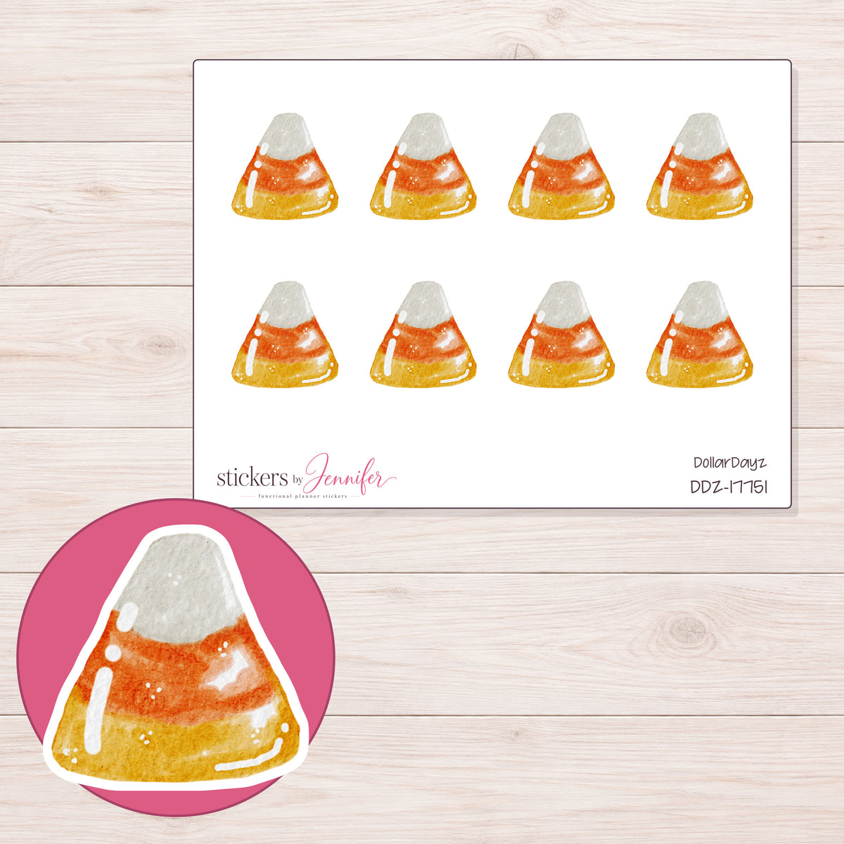 DDZ-17751 planner sticker sheet with enlarged sticker detail