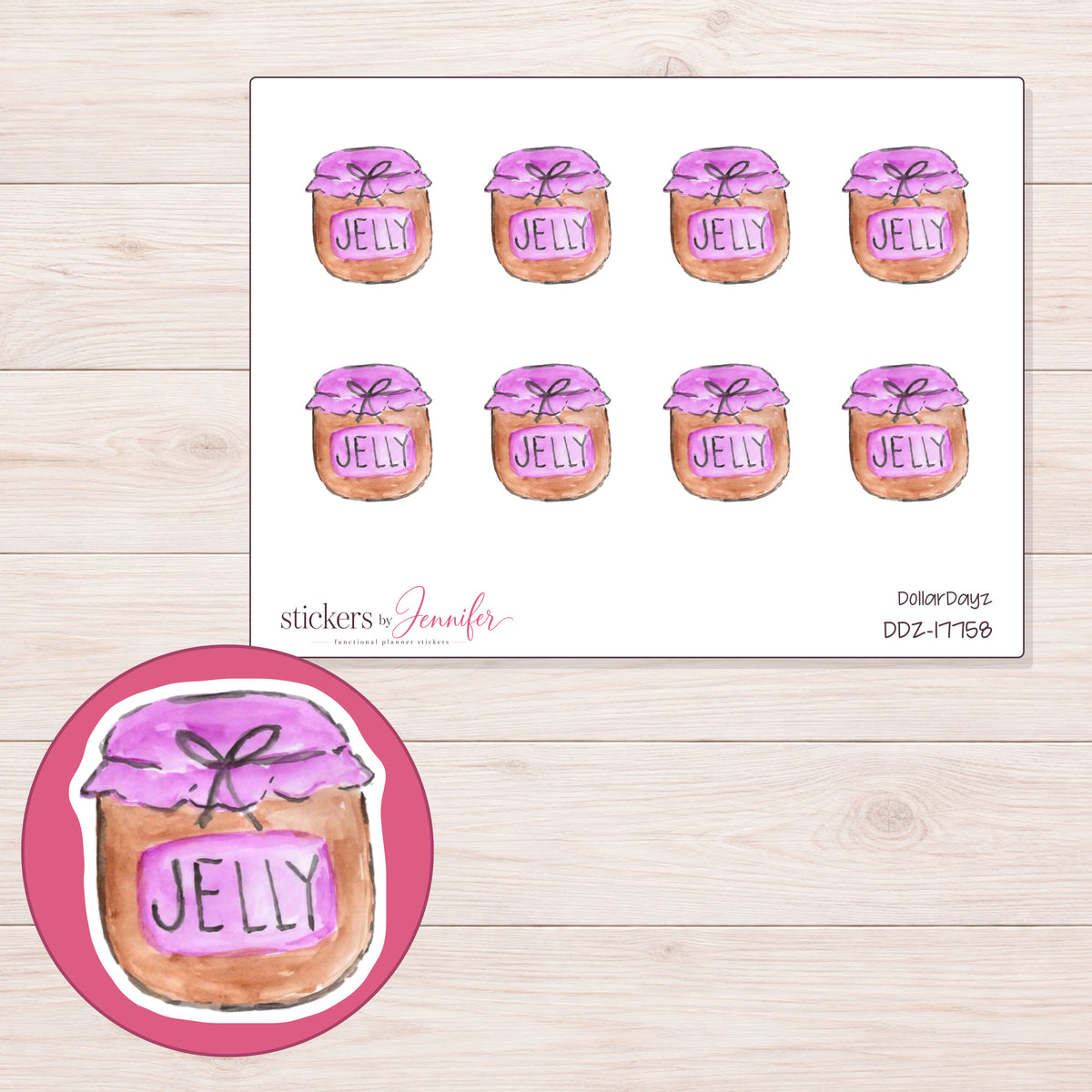 DDZ-17758 planner sticker sheet with enlarged sticker detail