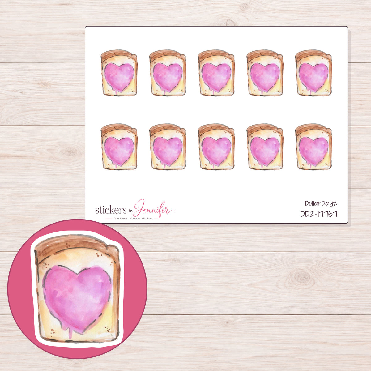 DDZ-17767 planner sticker sheet with enlarged sticker detail