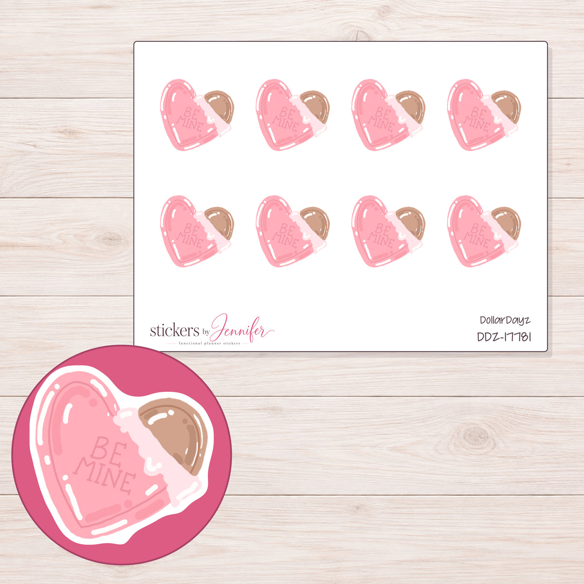 DDZ-17781 planner sticker sheet with enlarged sticker detail