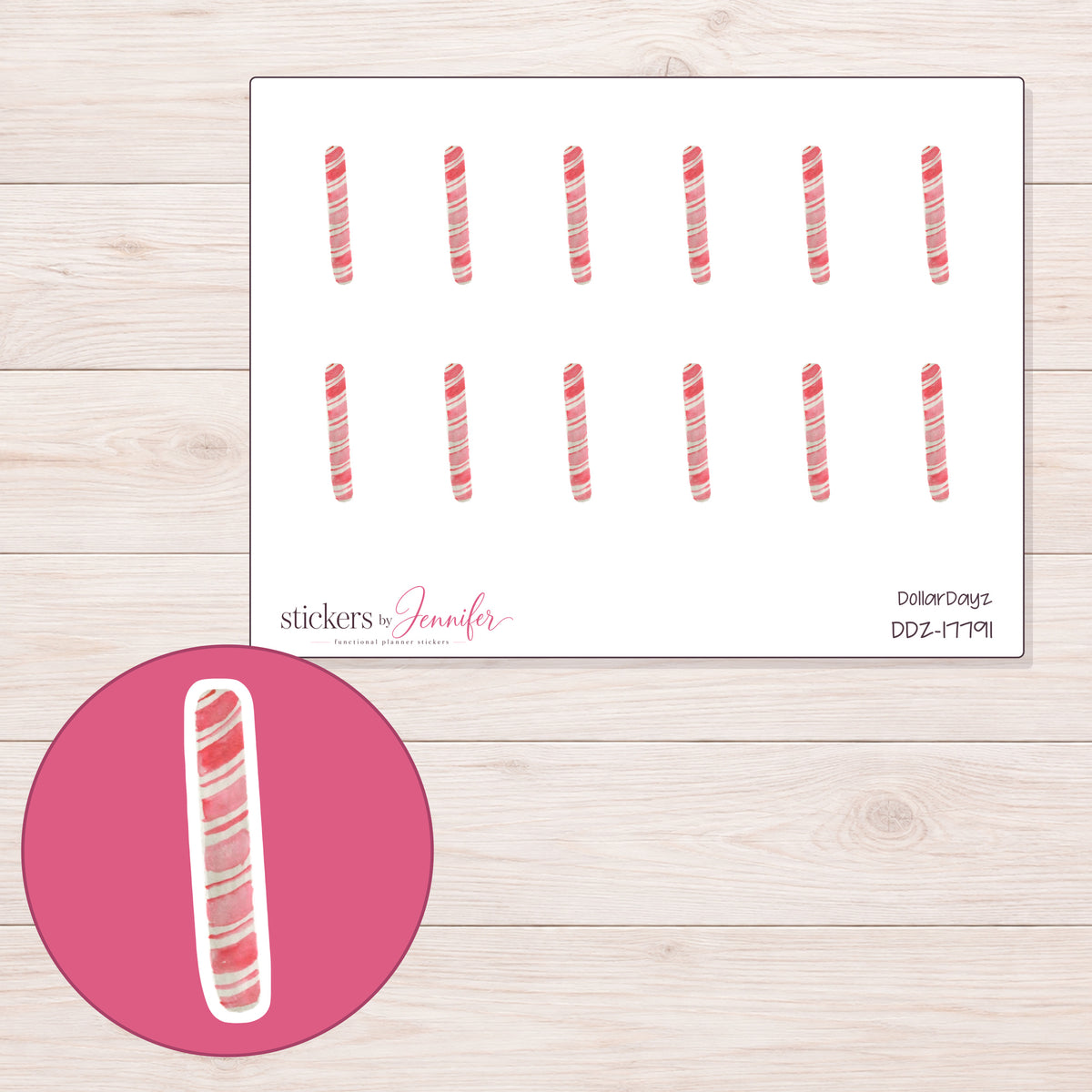 DDZ-17791 planner sticker sheet with enlarged sticker detail