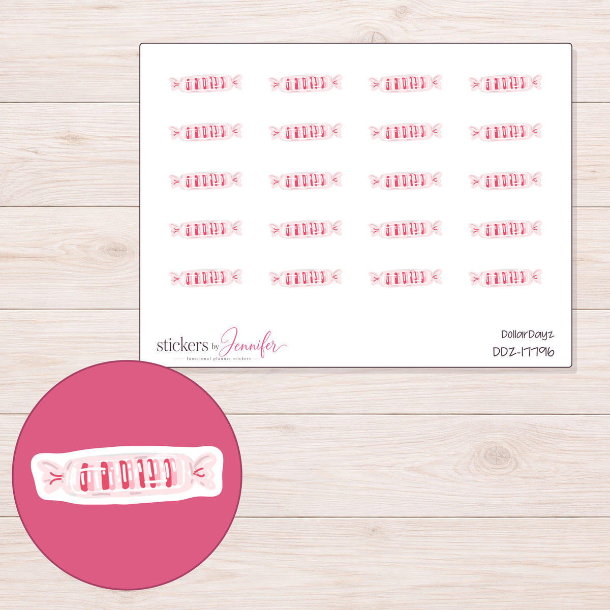 DDZ-17796 planner sticker sheet with enlarged sticker detail