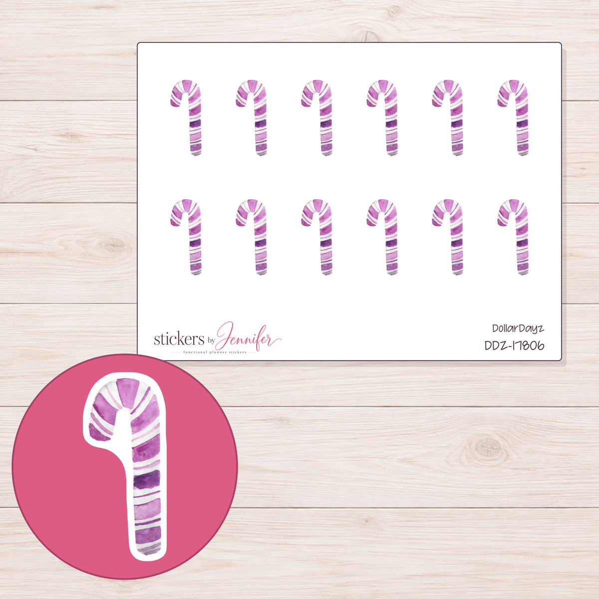 DDZ-17806 planner sticker sheet with enlarged sticker detail