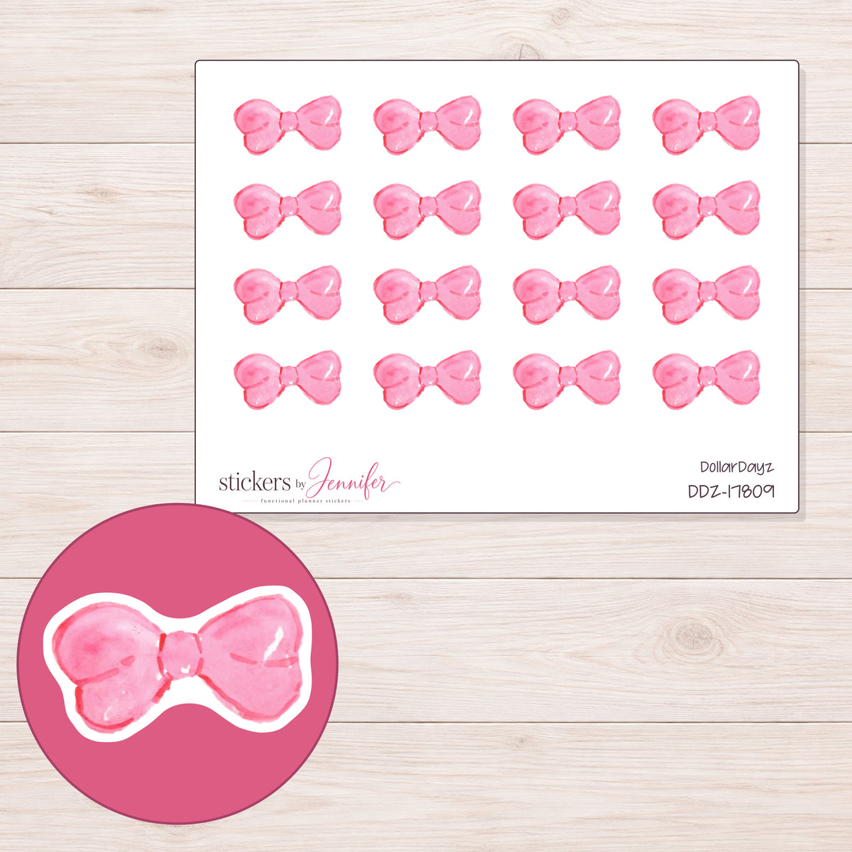 DDZ-17809 planner sticker sheet with enlarged sticker detail