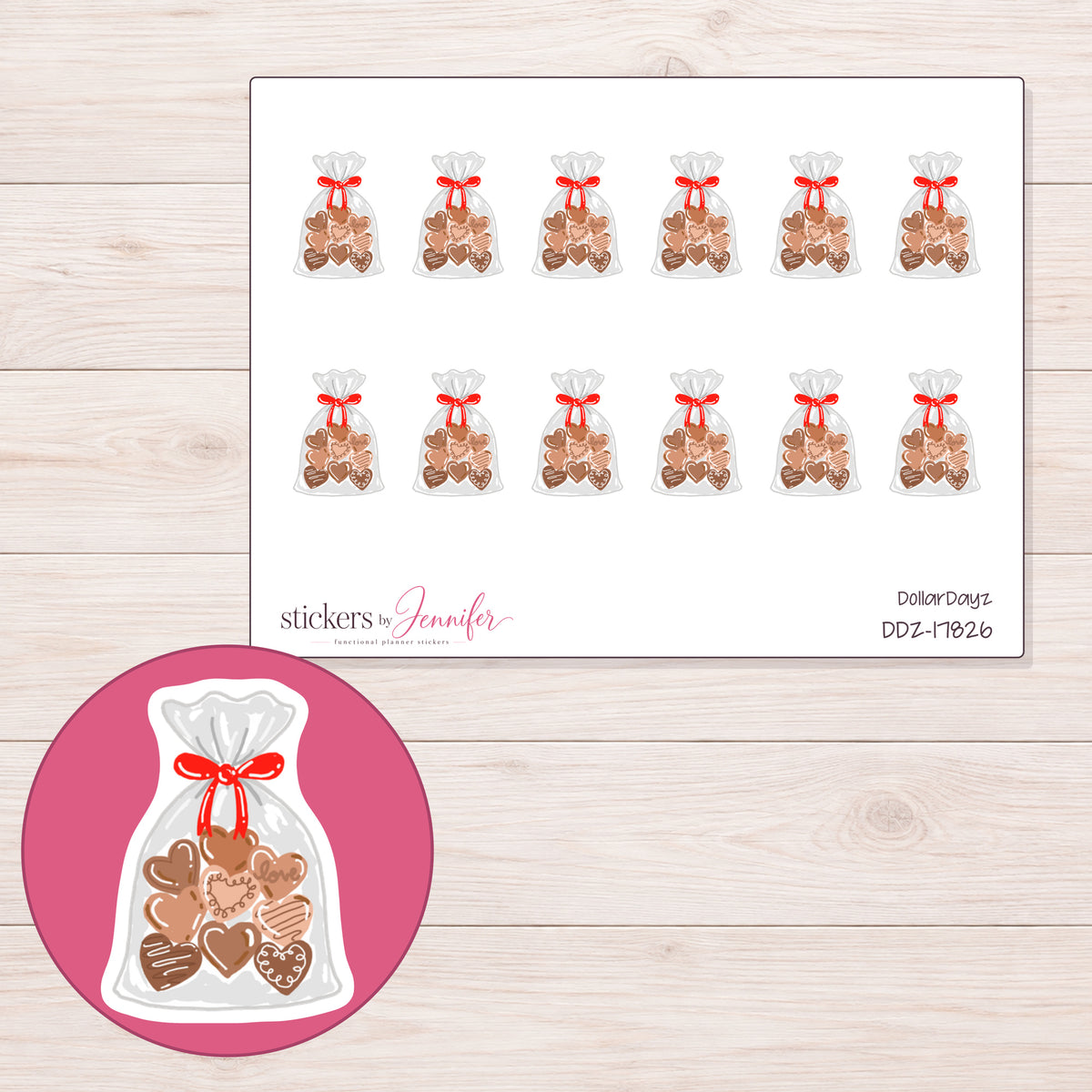 DDZ-17826 planner sticker sheet with enlarged sticker detail