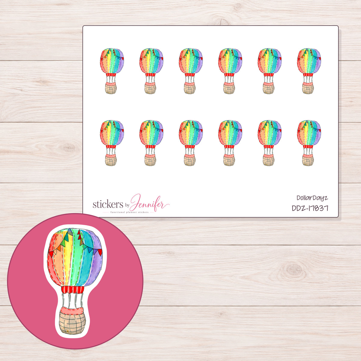 DDZ-17837 planner sticker sheet with enlarged sticker detail