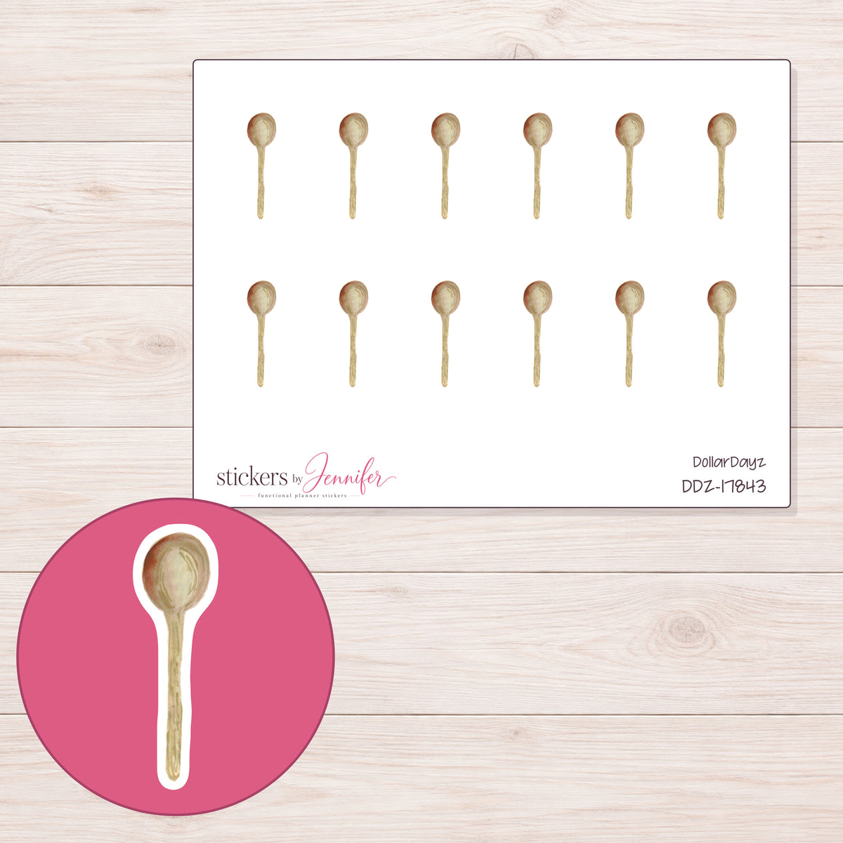 DDZ-17843 planner sticker sheet with enlarged sticker detail