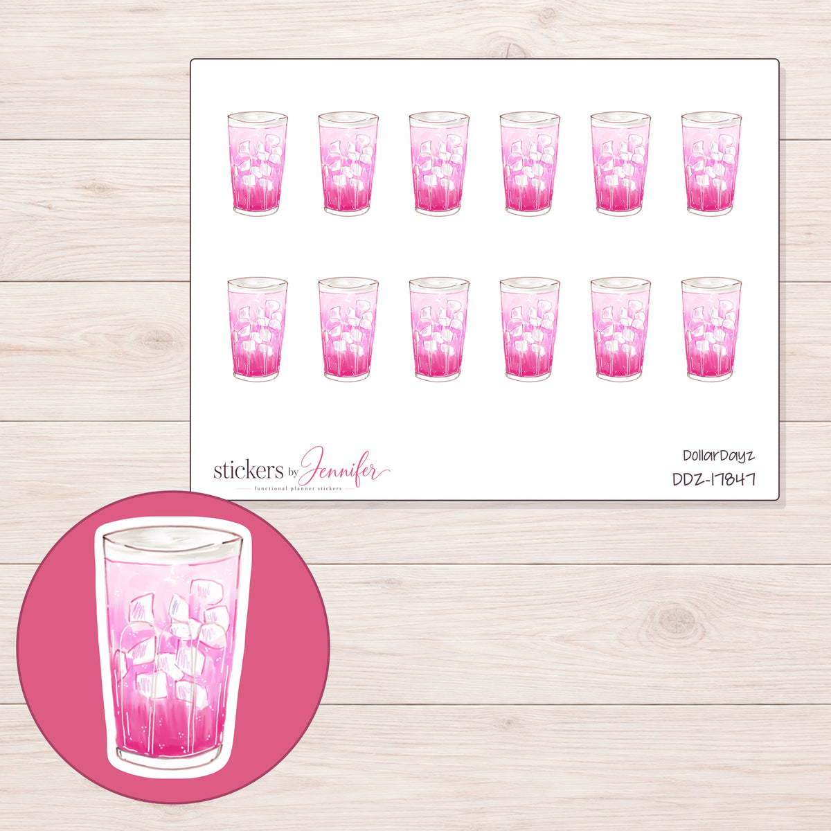 DDZ-17847 planner sticker sheet with enlarged sticker detail
