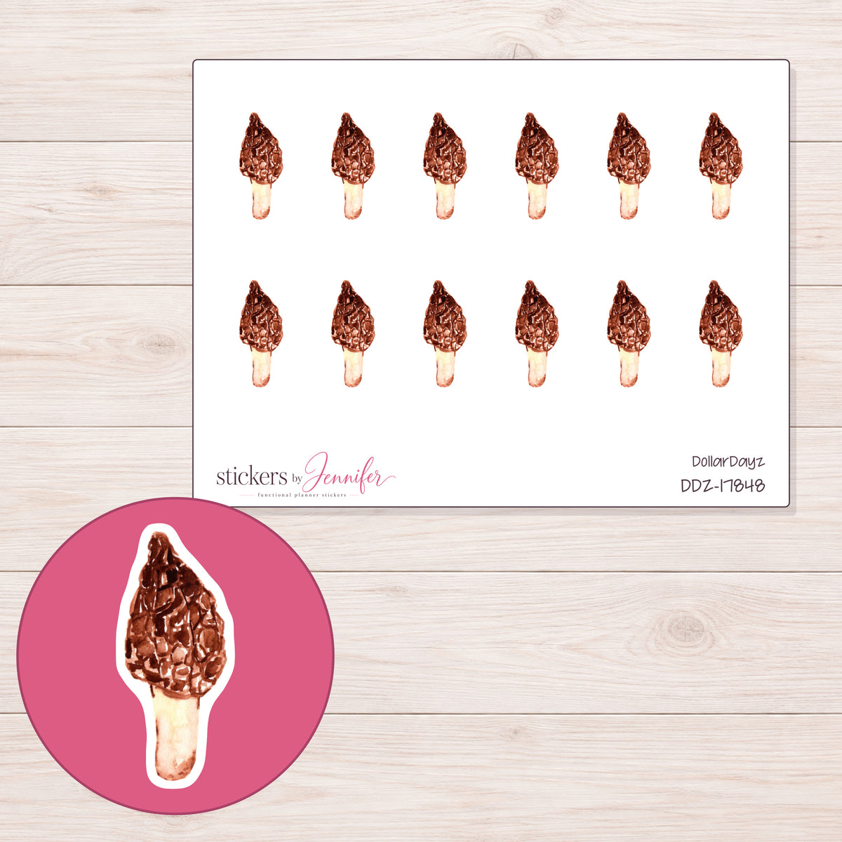 DDZ-17848 planner sticker sheet with enlarged sticker detail