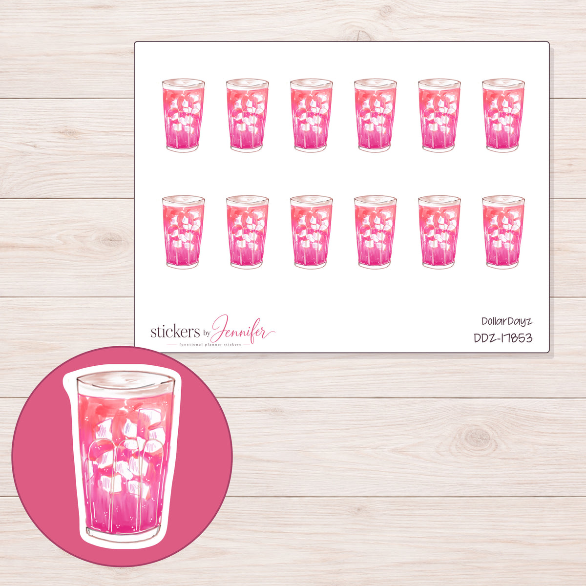DDZ-17853 planner sticker sheet with enlarged sticker detail