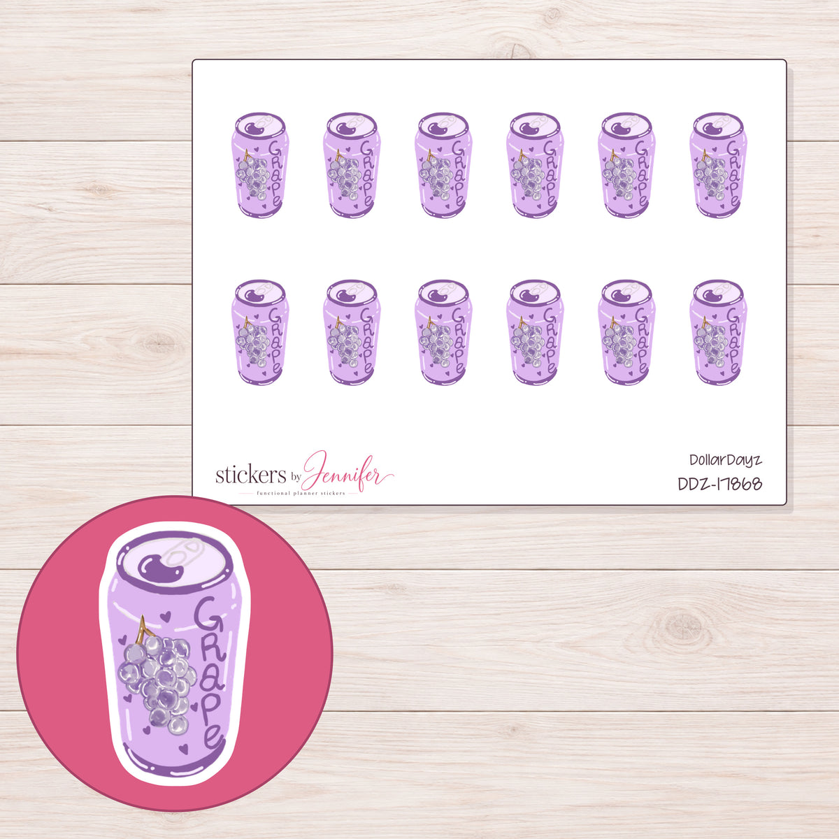 DDZ-17868 planner sticker sheet with enlarged sticker detail