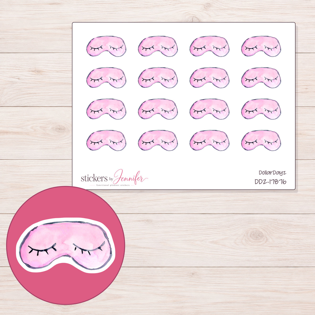 DDZ-17876 planner sticker sheet with enlarged sticker detail