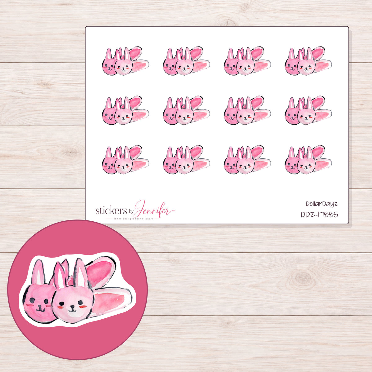 DDZ-17885 planner sticker sheet with enlarged sticker detail