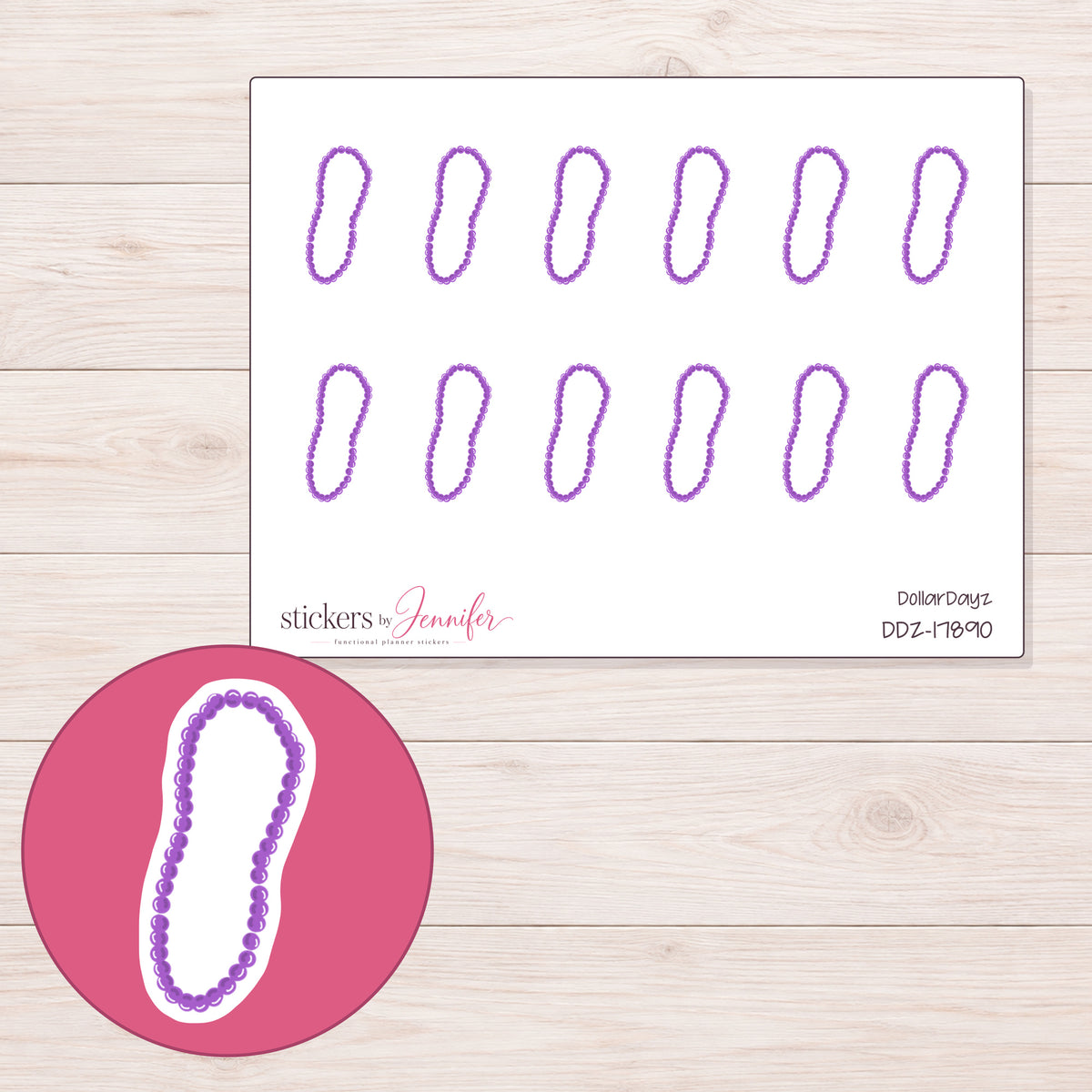 DDZ-17890 planner sticker sheet with enlarged sticker detail