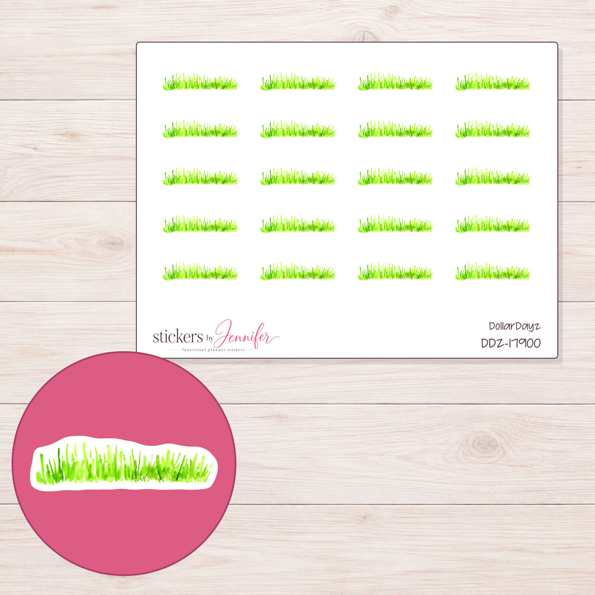 DDZ-17900 planner sticker sheet with enlarged sticker detail