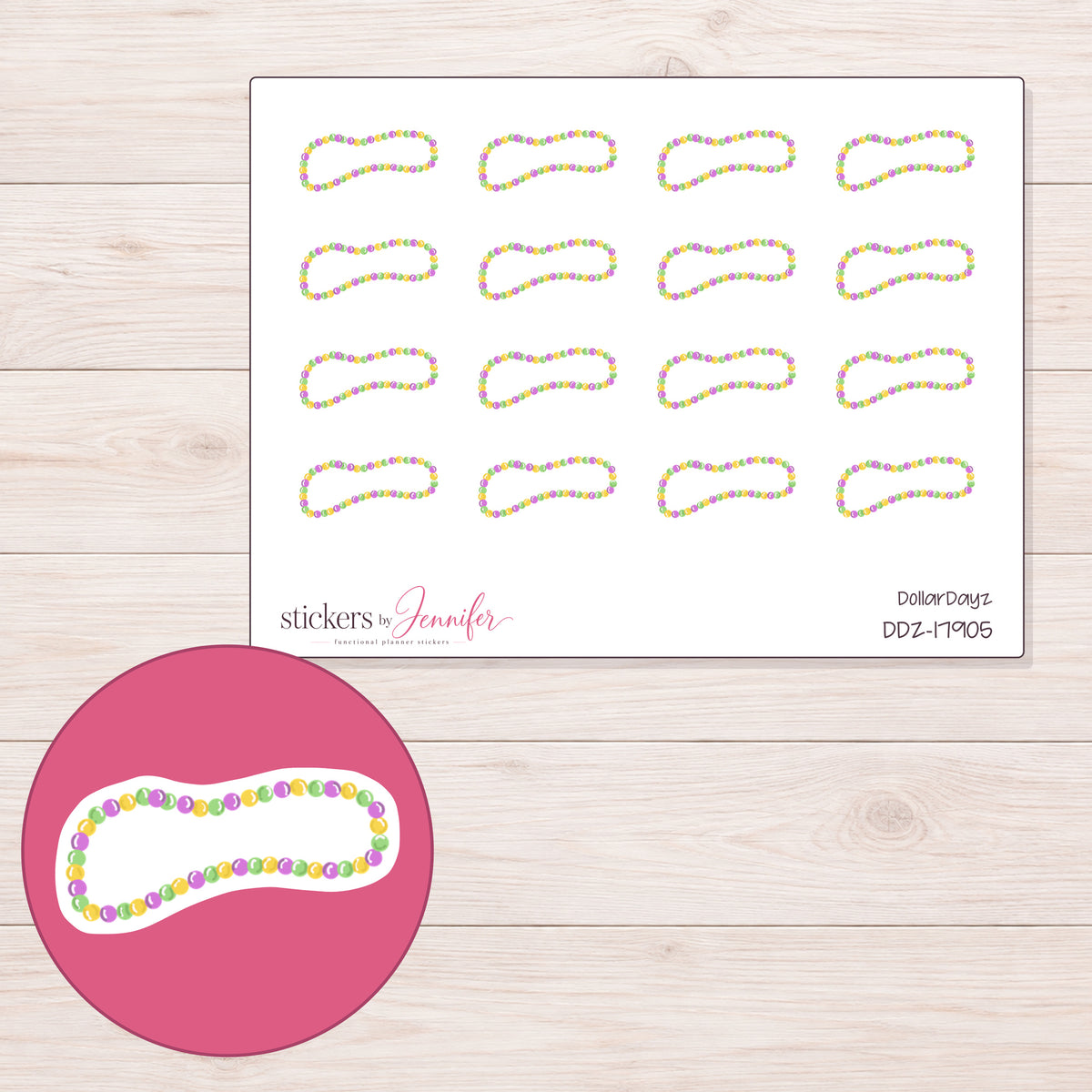 DDZ-17905 planner sticker sheet with enlarged sticker detail