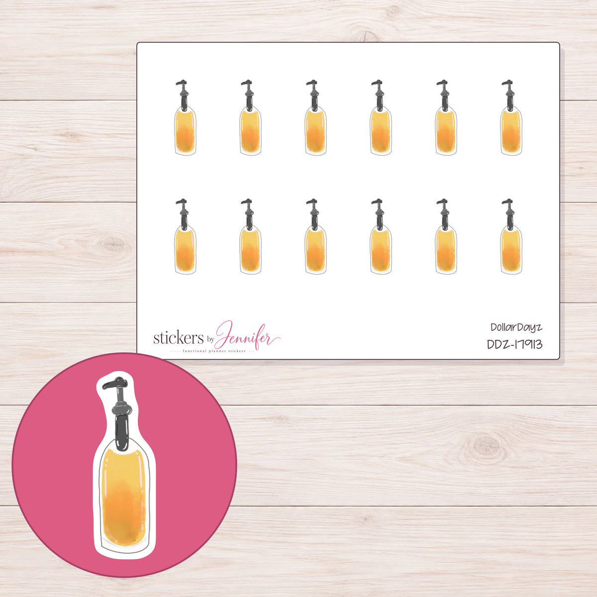 DDZ-17913 planner sticker sheet with enlarged sticker detail