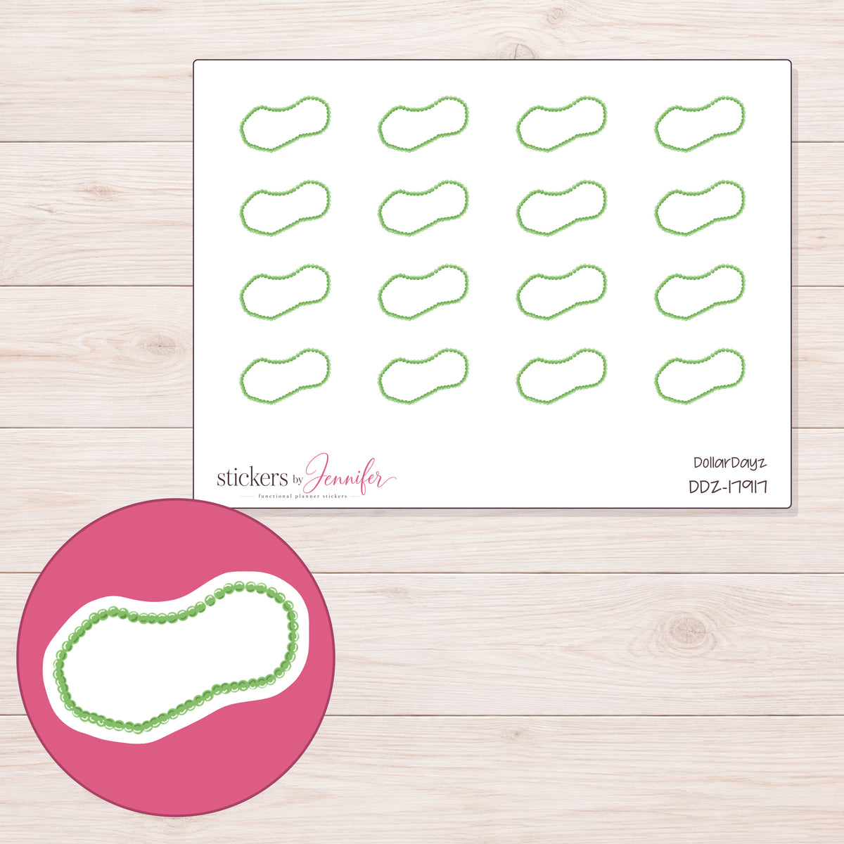 DDZ-17917 planner sticker sheet with enlarged sticker detail