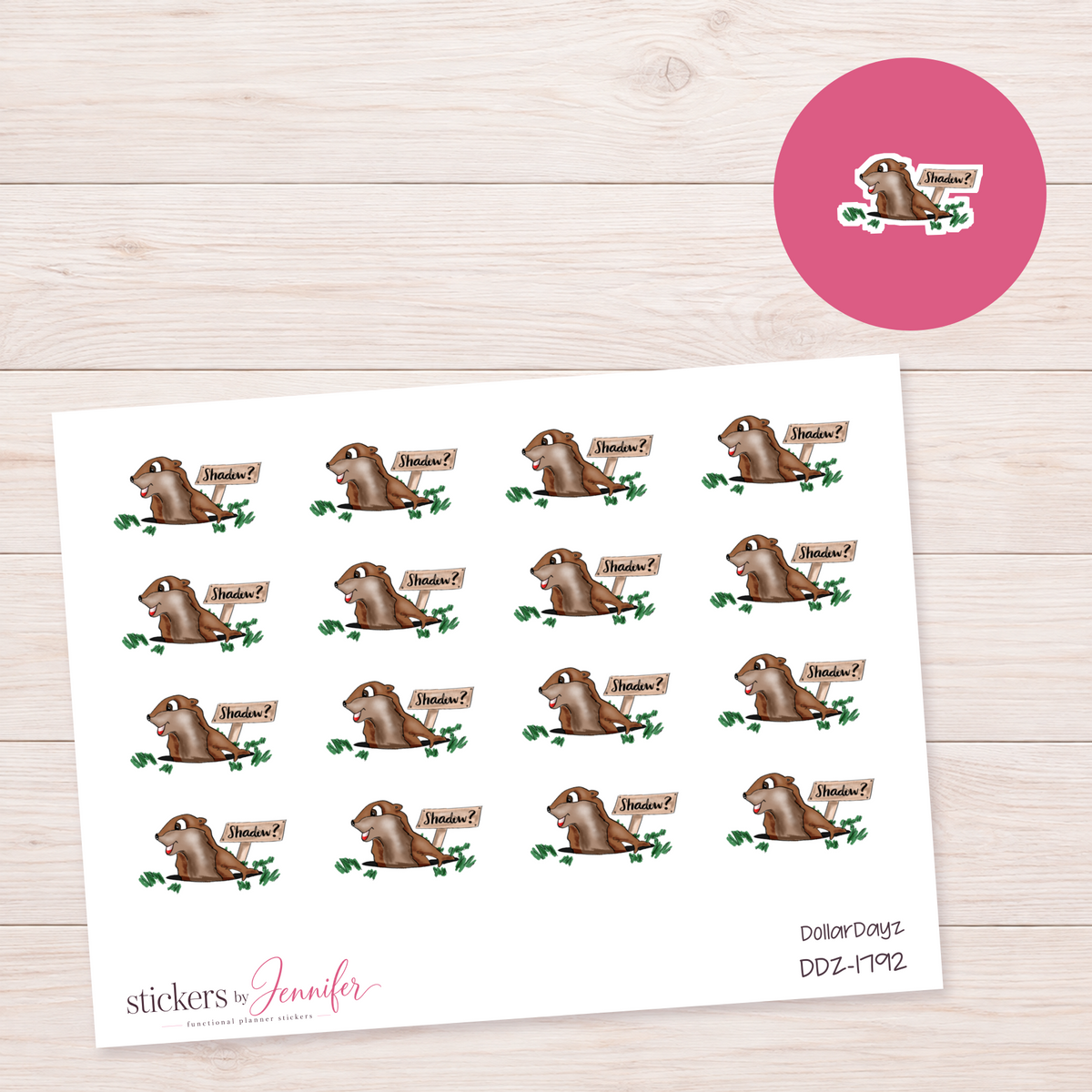 Groundhog Shadow Planner Stickers | DDZ-1792