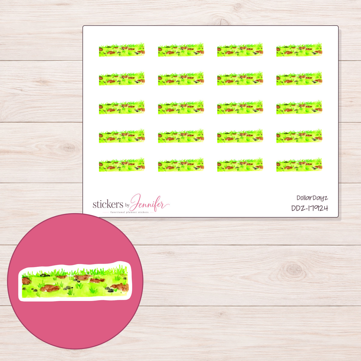 DDZ-17924 planner sticker sheet with enlarged sticker detail