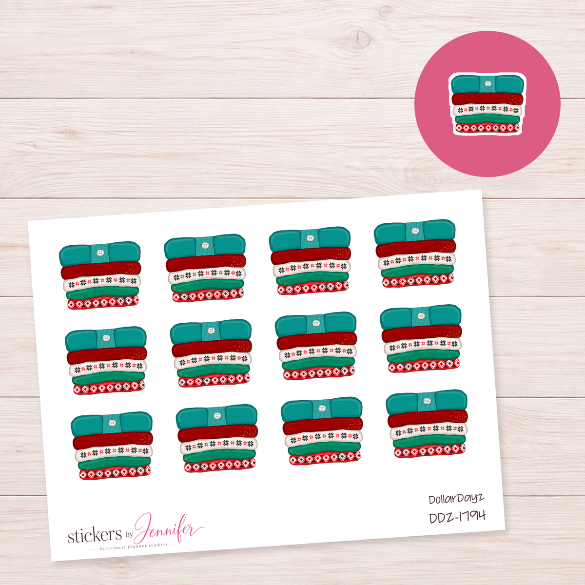 Folded Holiday Sweaters Planner Stickers | DDZ-1794