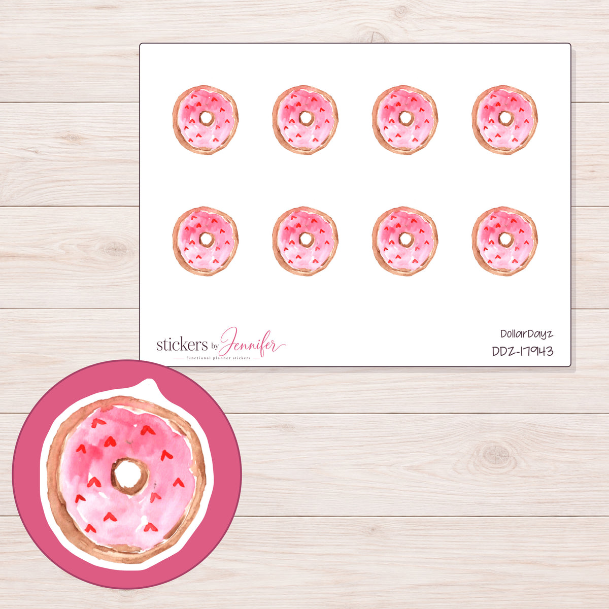 DDZ-17943 planner sticker sheet with enlarged sticker detail