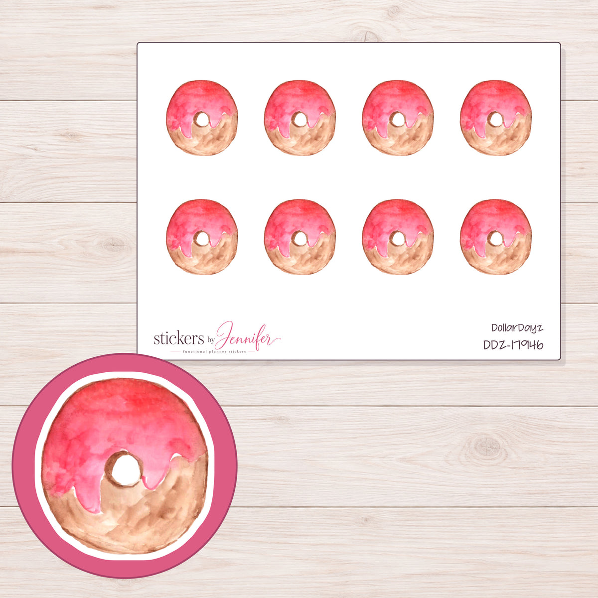 DDZ-17946 planner sticker sheet with enlarged sticker detail