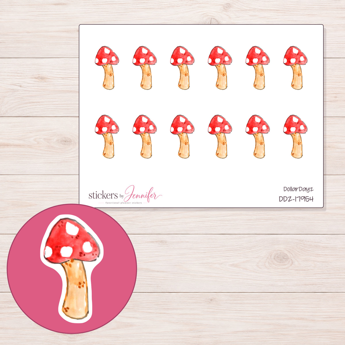 DDZ-17954 planner sticker sheet with enlarged sticker detail