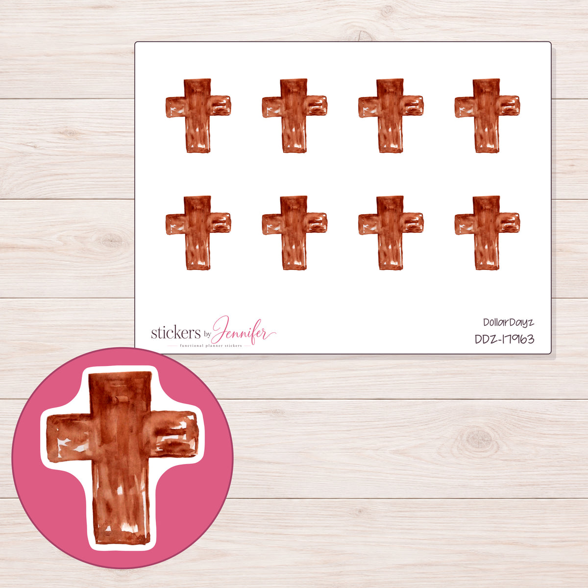 DDZ-17963 planner sticker sheet with enlarged sticker detail