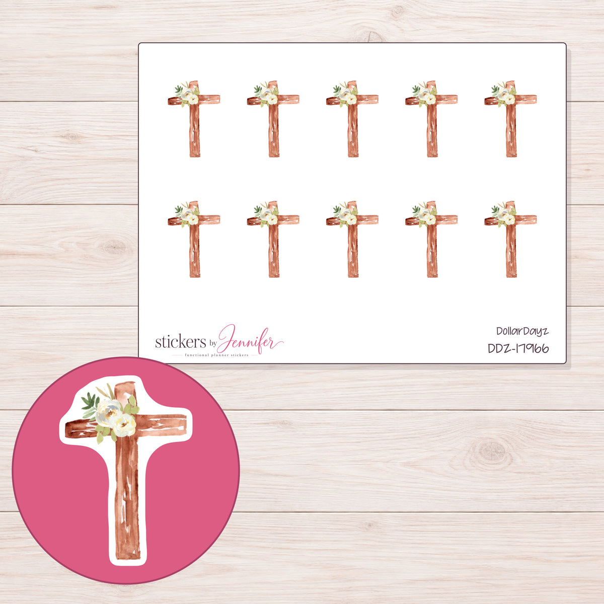 DDZ-17966 planner sticker sheet with enlarged sticker detail