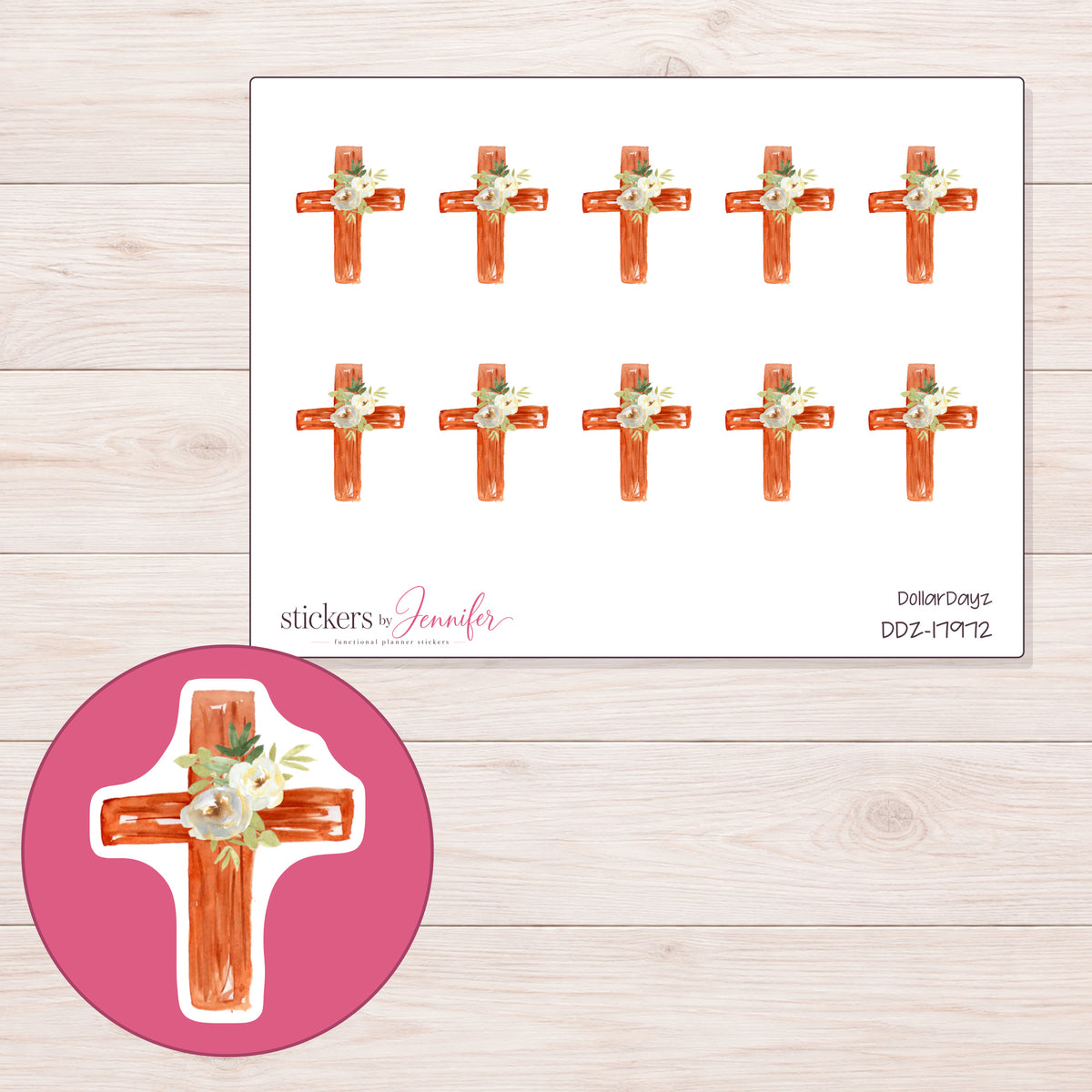 DDZ-17972 planner sticker sheet with enlarged sticker detail