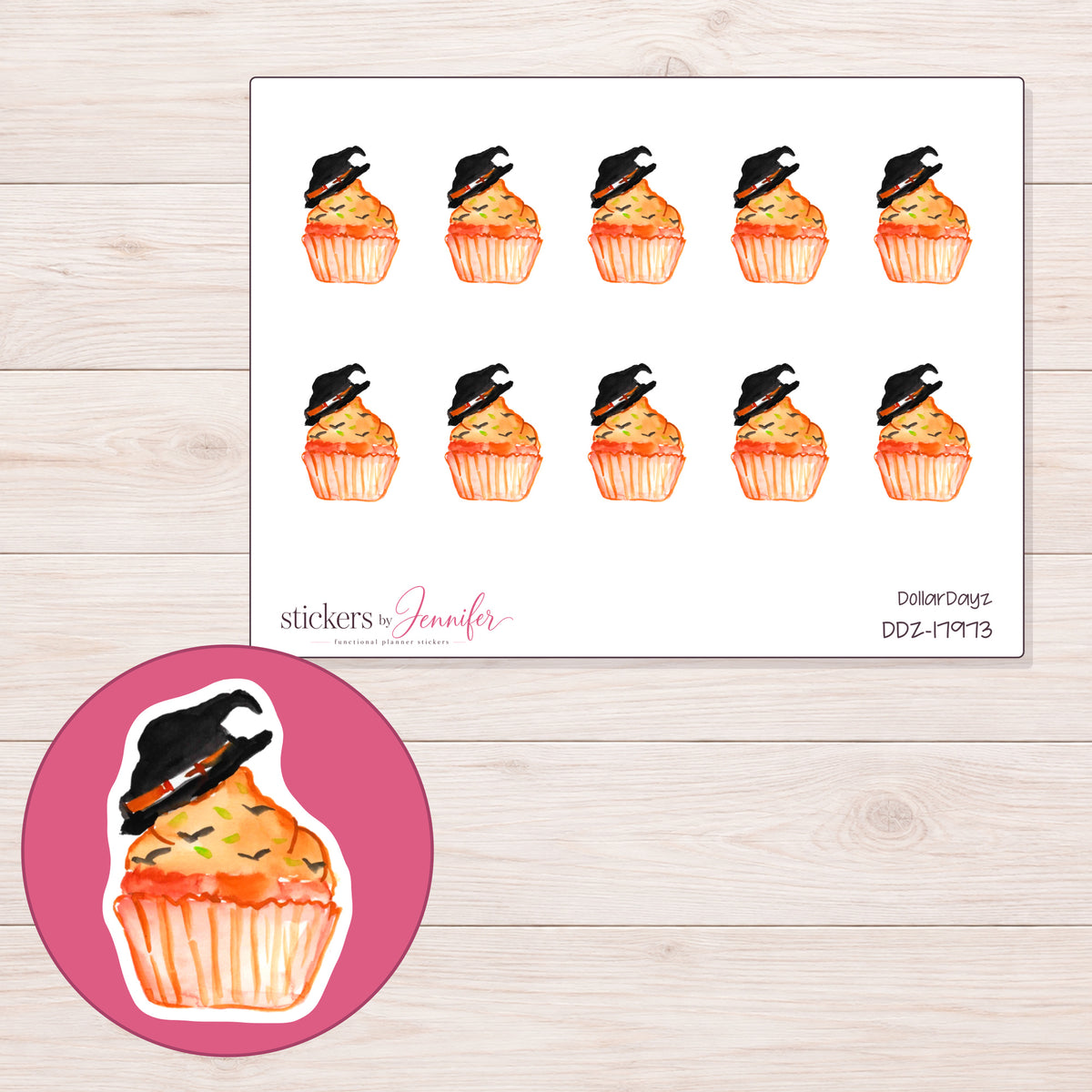 DDZ-17973 planner sticker sheet with enlarged sticker detail
