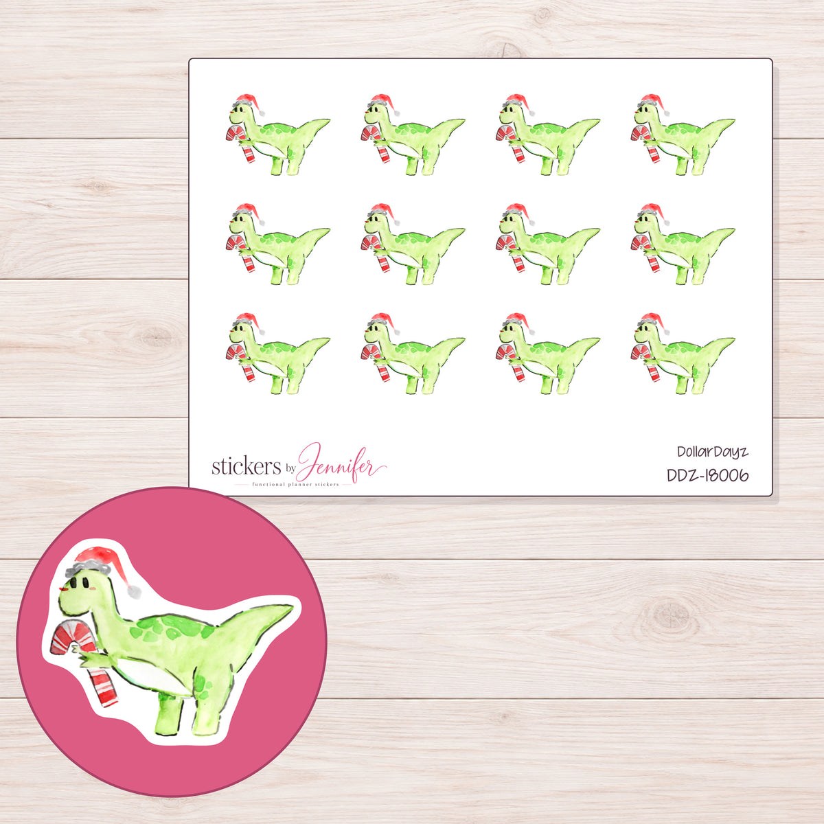 DDZ-18006 planner sticker sheet with enlarged sticker detail
