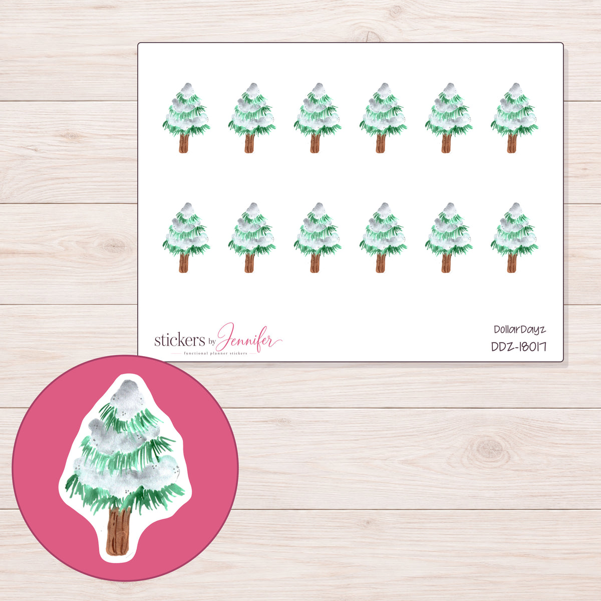 DDZ-18017 planner sticker sheet with enlarged sticker detail