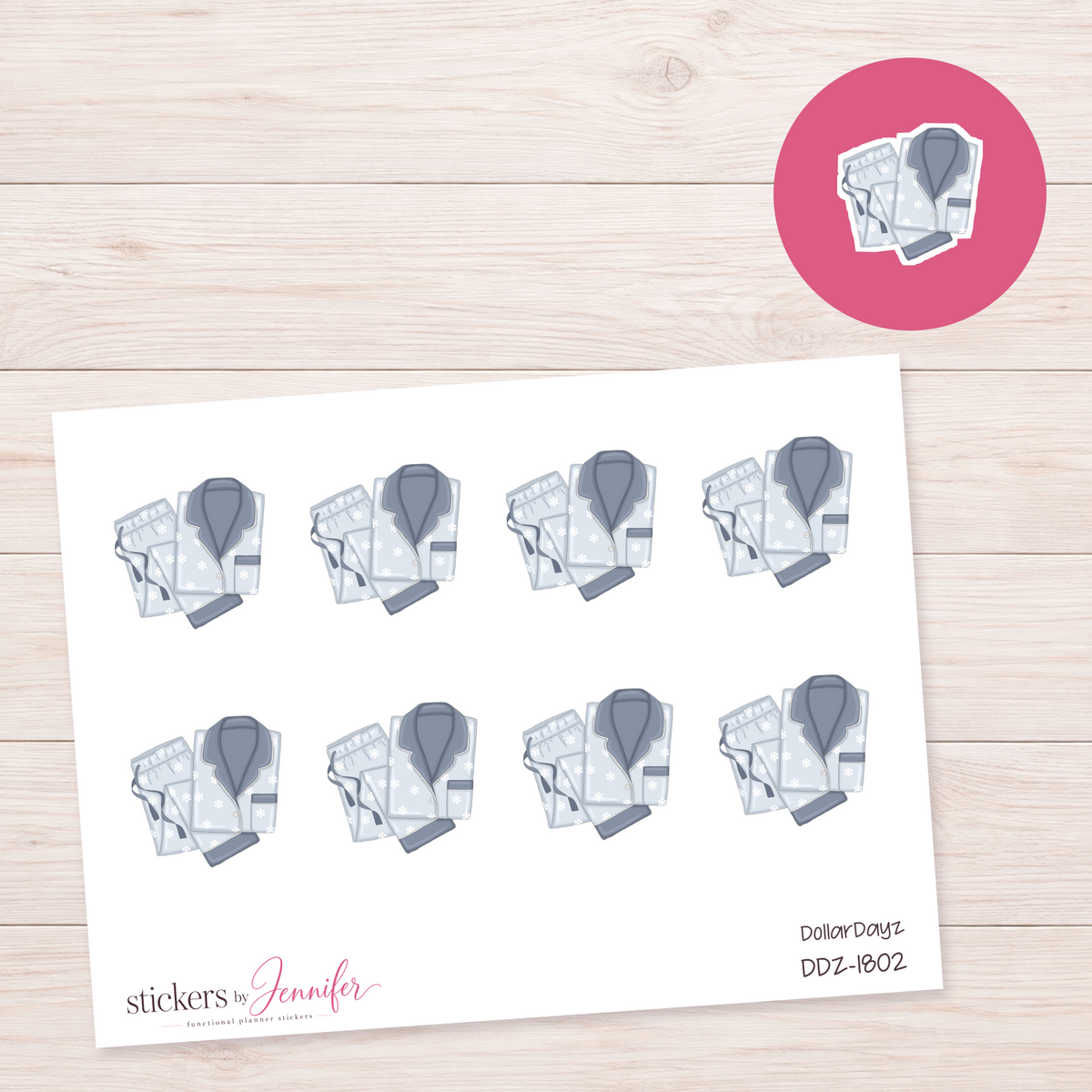 Snowflake Pajamas Planner Stickers | DDZ-1802