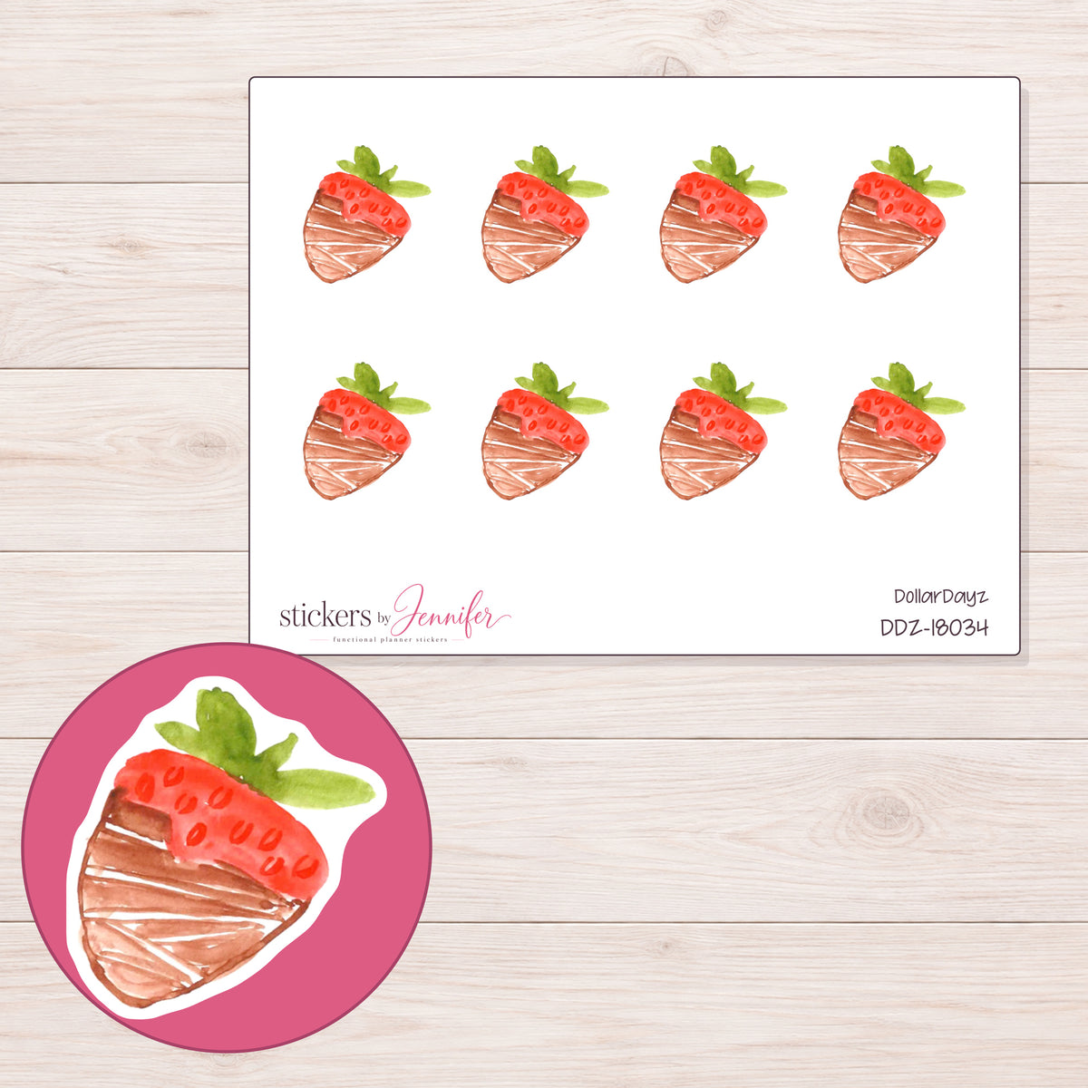 DDZ-18034 planner sticker sheet with enlarged sticker detail