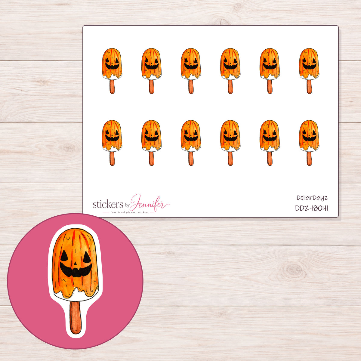 DDZ-18041 planner sticker sheet with enlarged sticker detail