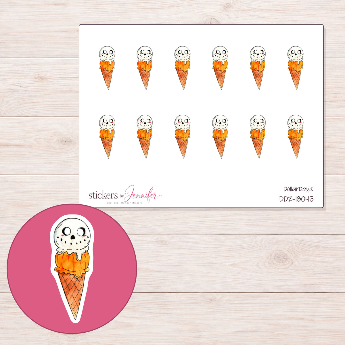 DDZ-18045 planner sticker sheet with enlarged sticker detail