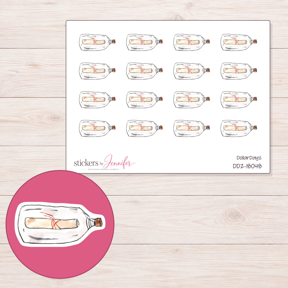 DDZ-18048 planner sticker sheet with enlarged sticker detail