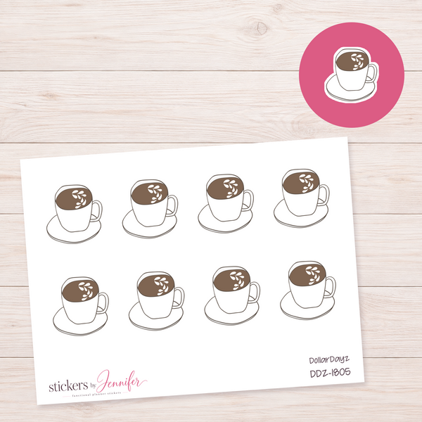 Coffee Cup and Saucer Planner Stickers | DDZ-1805