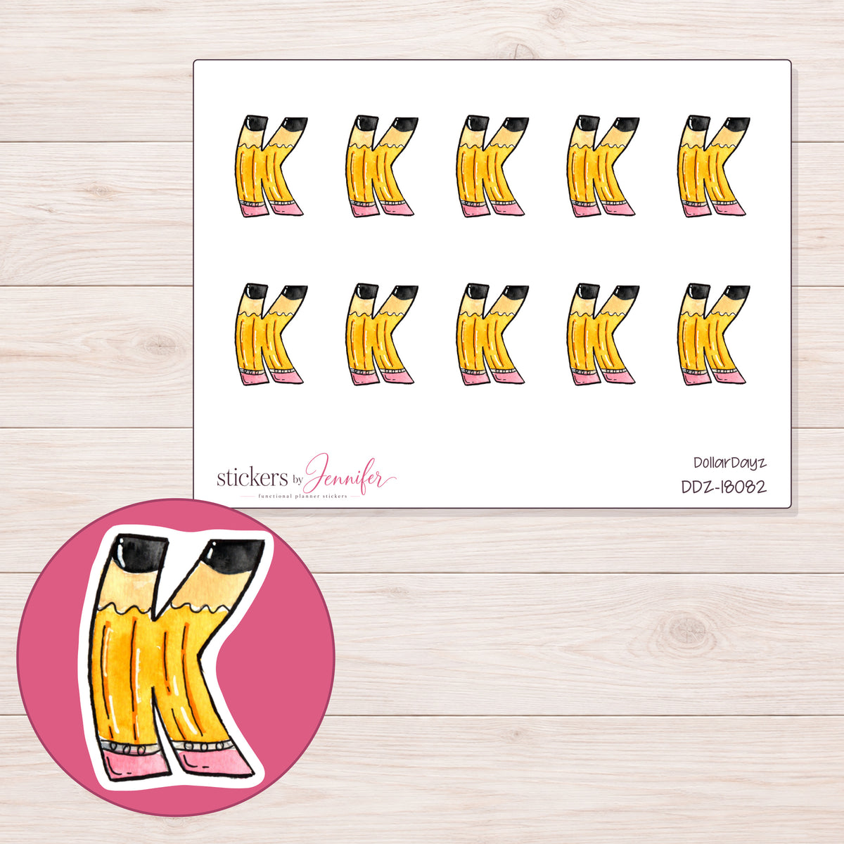 DDZ-18082 planner sticker sheet with enlarged sticker detail