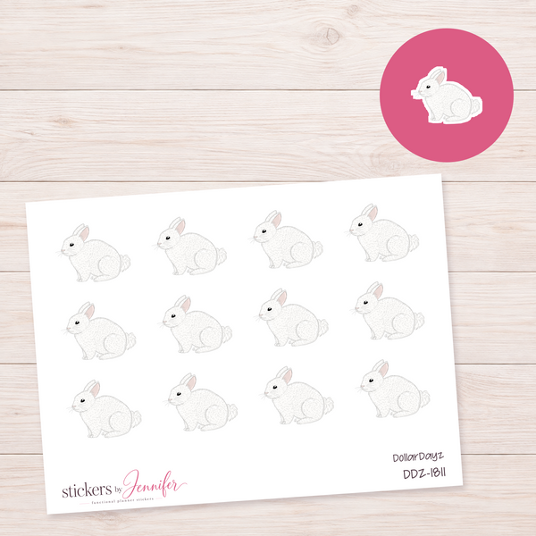 Seated White Rabbit Planner Stickers | DDZ-1811
