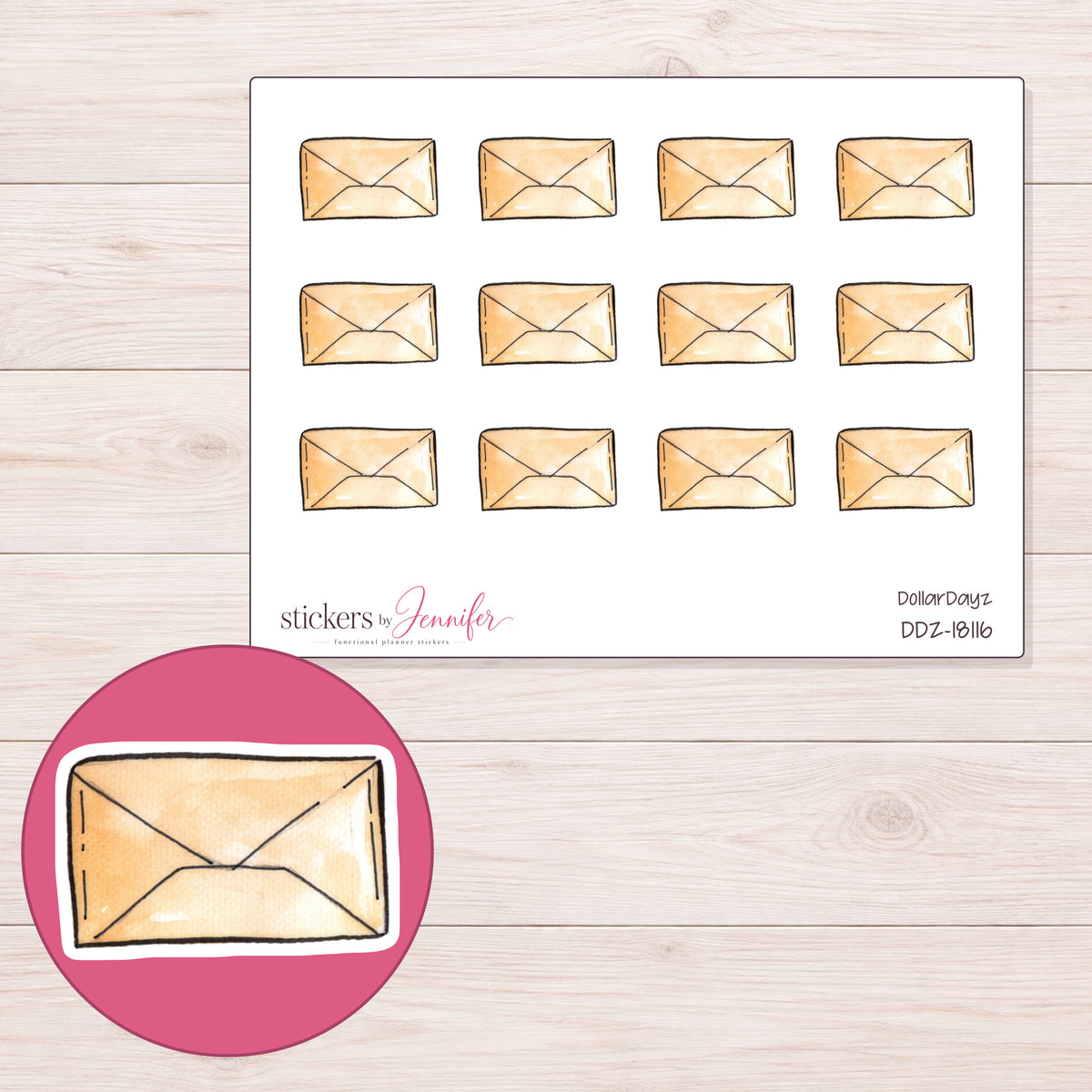 DDZ-18116 planner sticker sheet with enlarged sticker detail