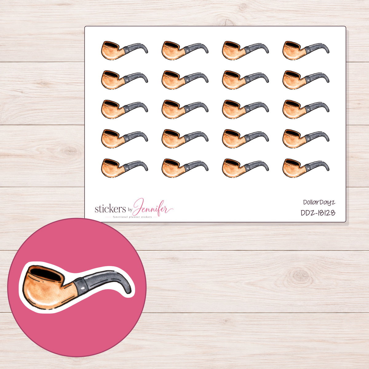DDZ-18128 planner sticker sheet with enlarged sticker detail