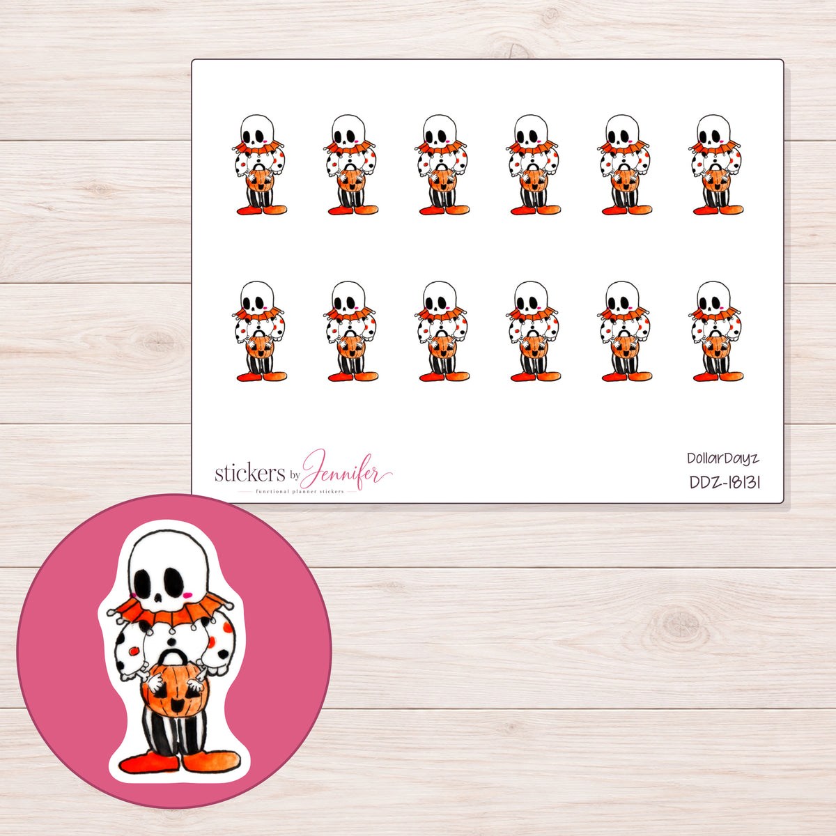 DDZ-18131 planner sticker sheet with enlarged sticker detail