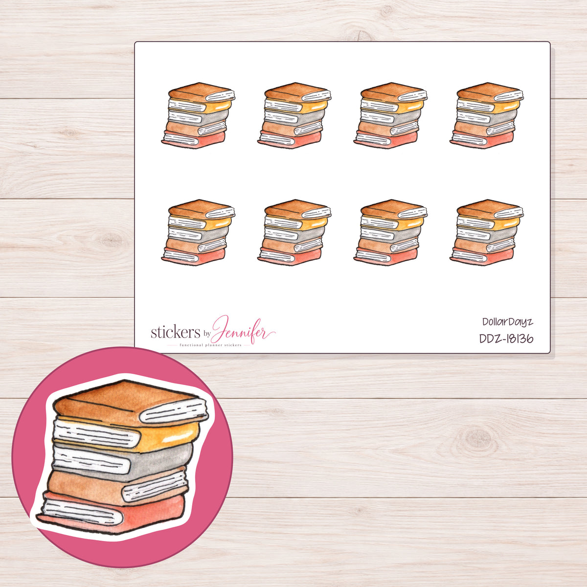 DDZ-18136 planner sticker sheet with enlarged sticker detail