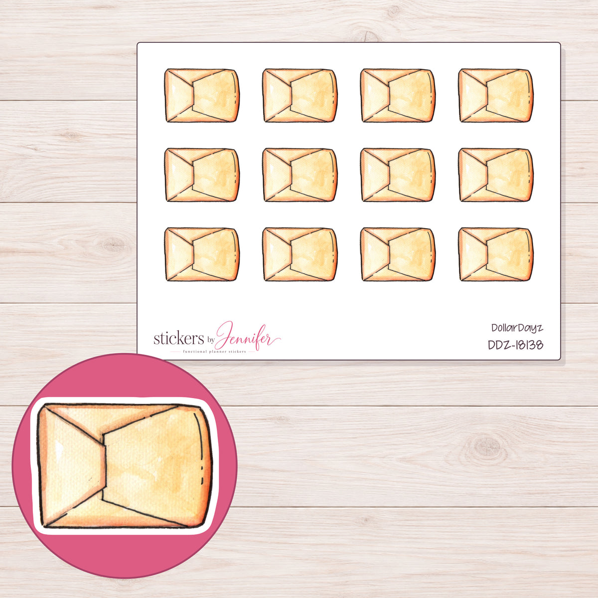 DDZ-18138 planner sticker sheet with enlarged sticker detail