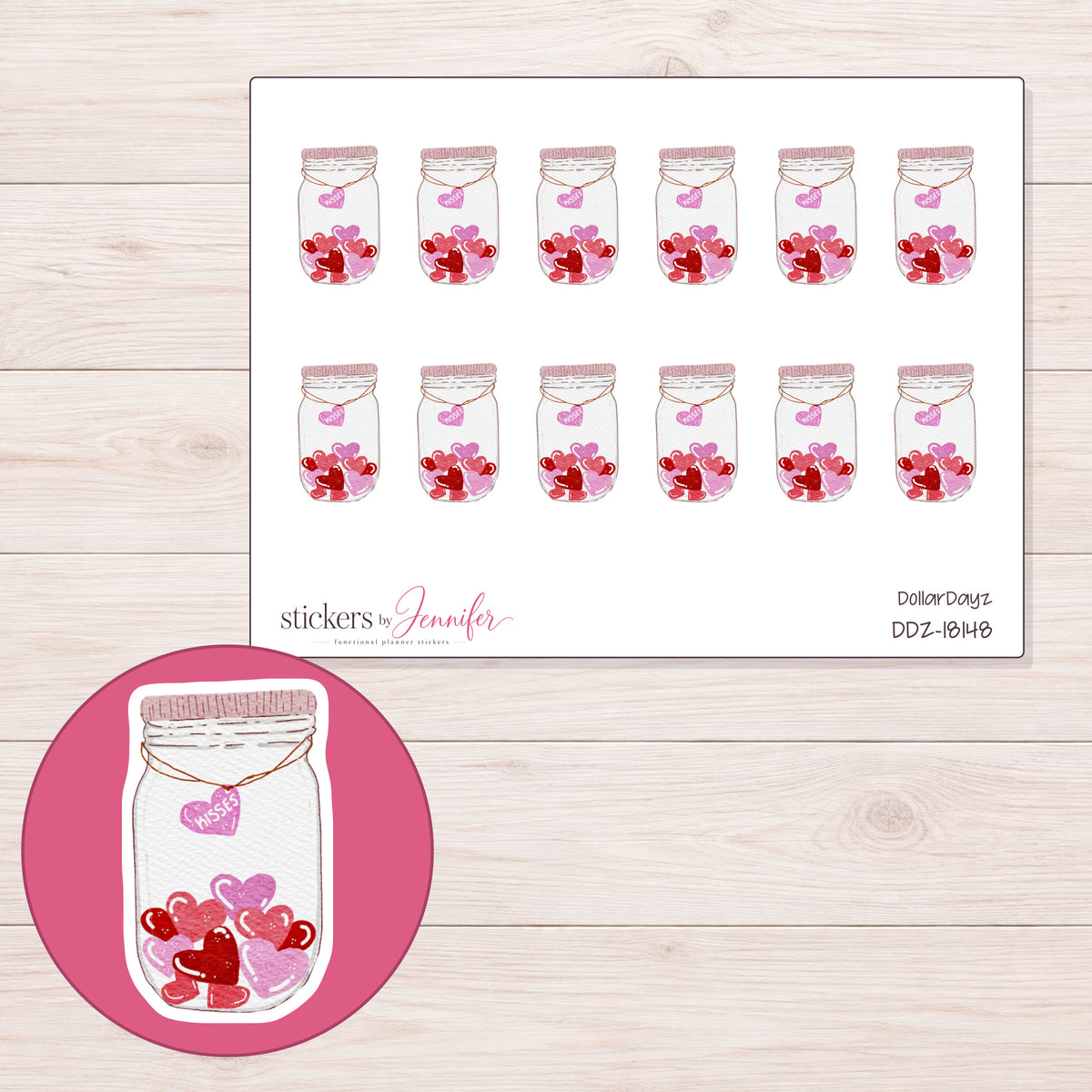 DDZ-18148 planner sticker sheet with enlarged sticker detail