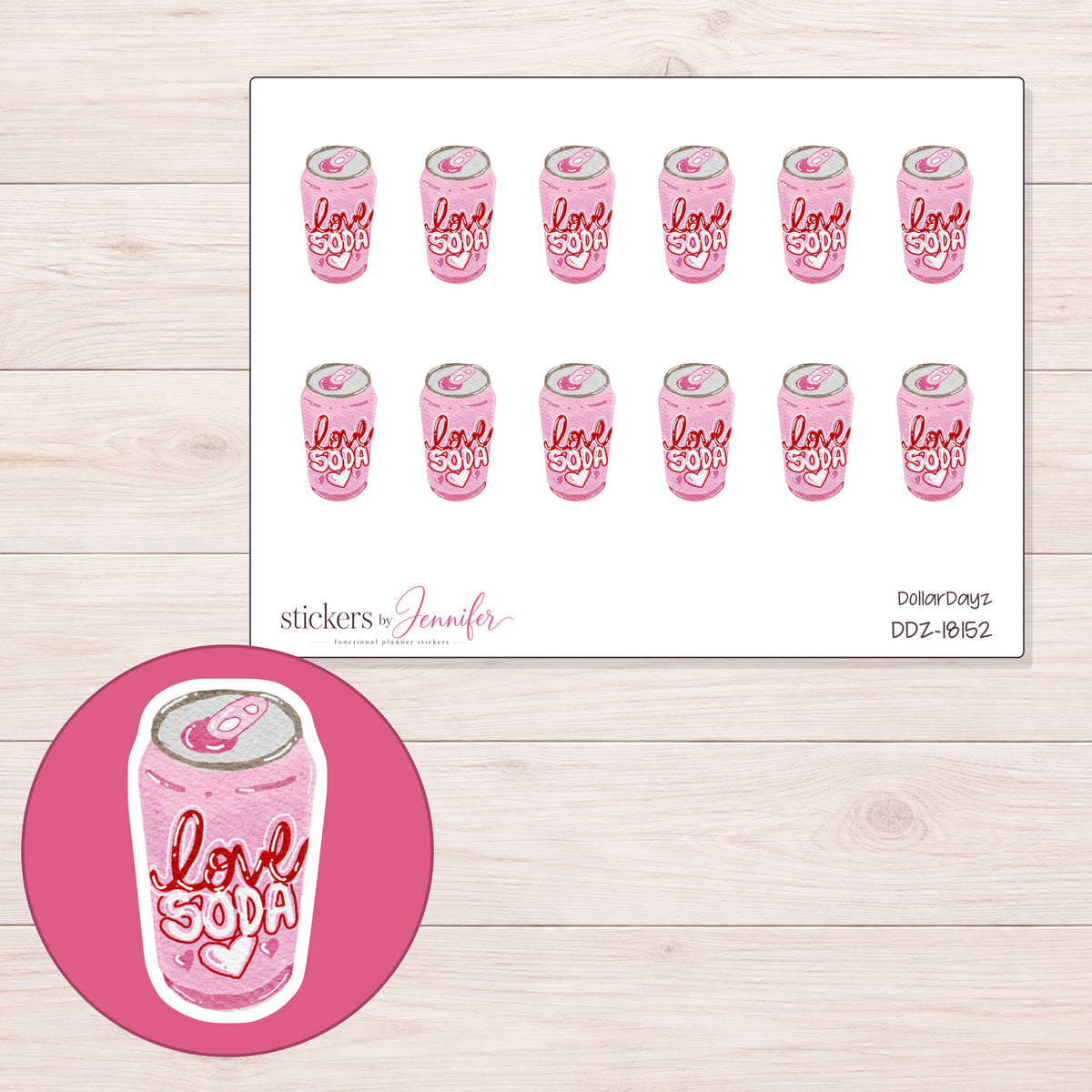 DDZ-18152 planner sticker sheet with enlarged sticker detail